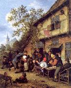 Ostade, Adriaen van Merrymaking Outside an Inn Germany oil painting reproduction